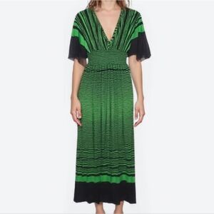 Vestido Green and Black Striped Maxi Dress